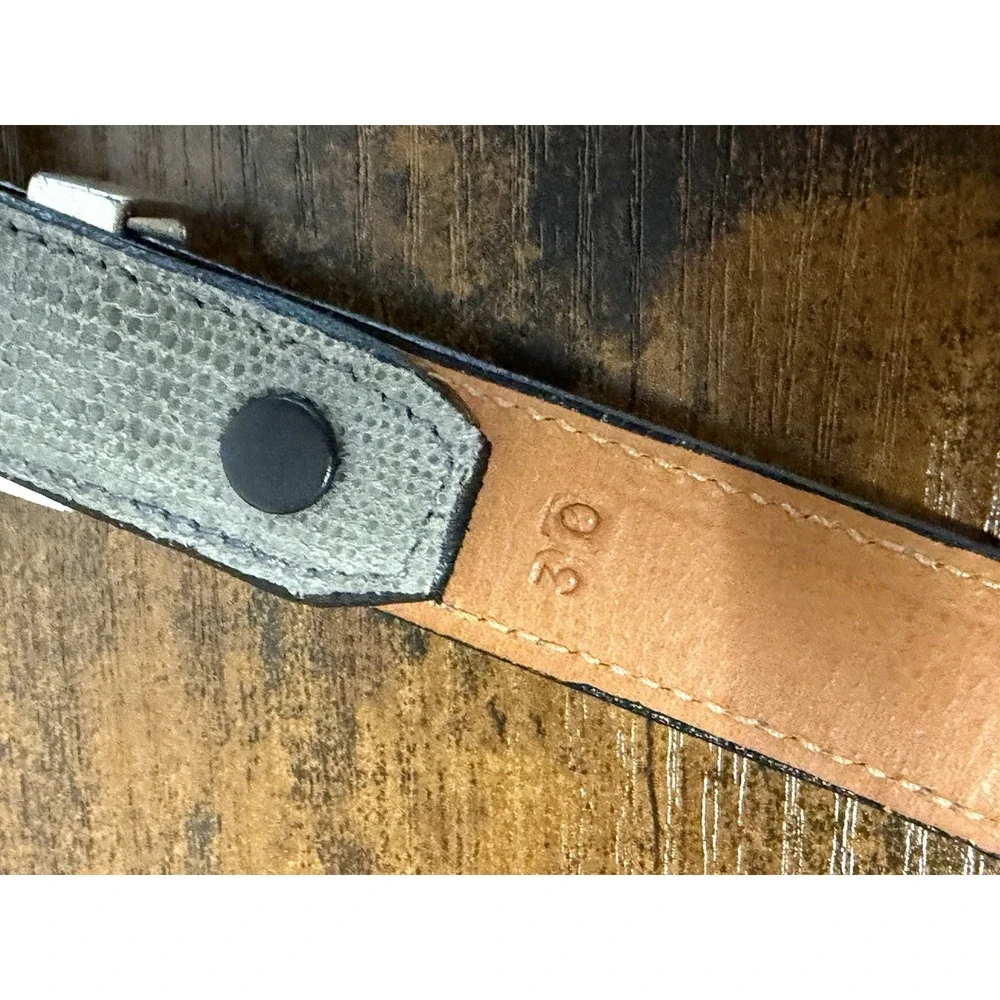 James Culver Handmade Tubac Leather Belt Size 30 Gray Reptile Snakeskin Design